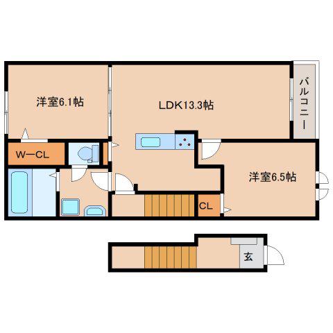 アルモニー(2LDK/2階)の間取り写真