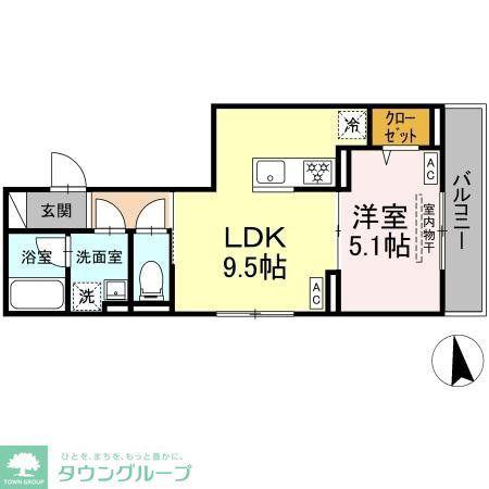セレスティア北加平(1LDK/2階)の間取り写真