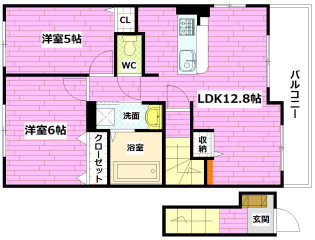 NEW久保O(2LDK/2階)の間取り写真