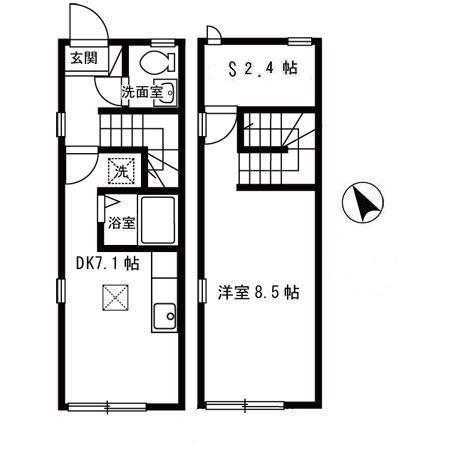 YSAP厨川(1DK/1階)の間取り写真