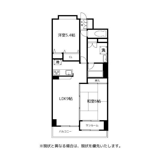 エグゼ富山 6F(2LDK/6階)の間取り写真