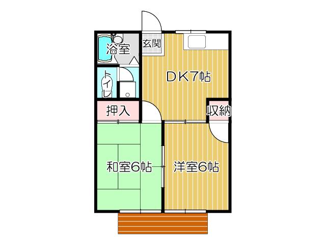 ハイツベルヴュー(2DK/1階)の間取り写真