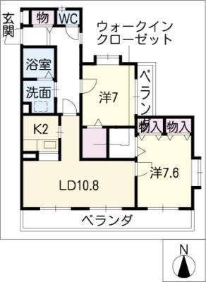 GREEN HILLS AZAREA(2LDK/1階)の間取り写真