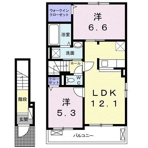 レディーバードII(2LDK/2階)の間取り写真
