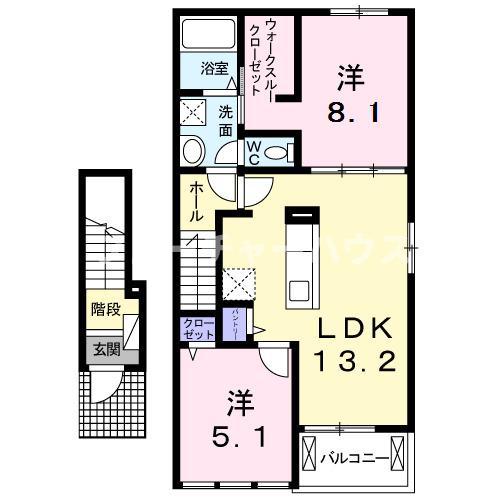 アンジュールB(2LDK/2階)の間取り写真