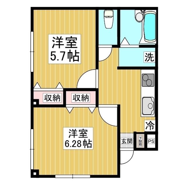 グリーンマークI・II(2K/1階)の間取り写真
