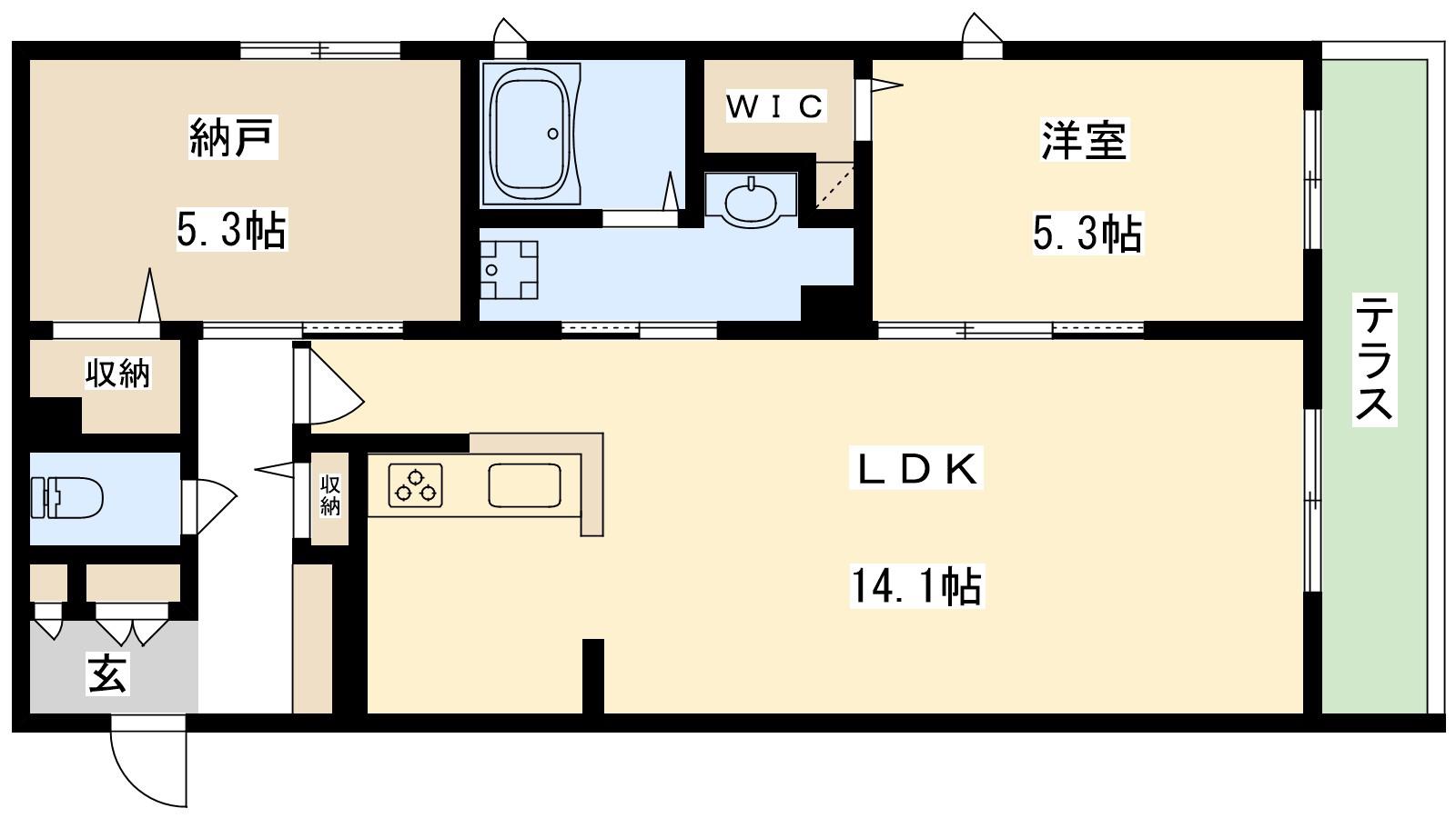 シャーメゾン 和(1SLDK/1階)の間取り写真