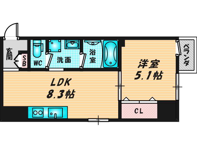 グランスイート(1LDK/4階)の間取り写真