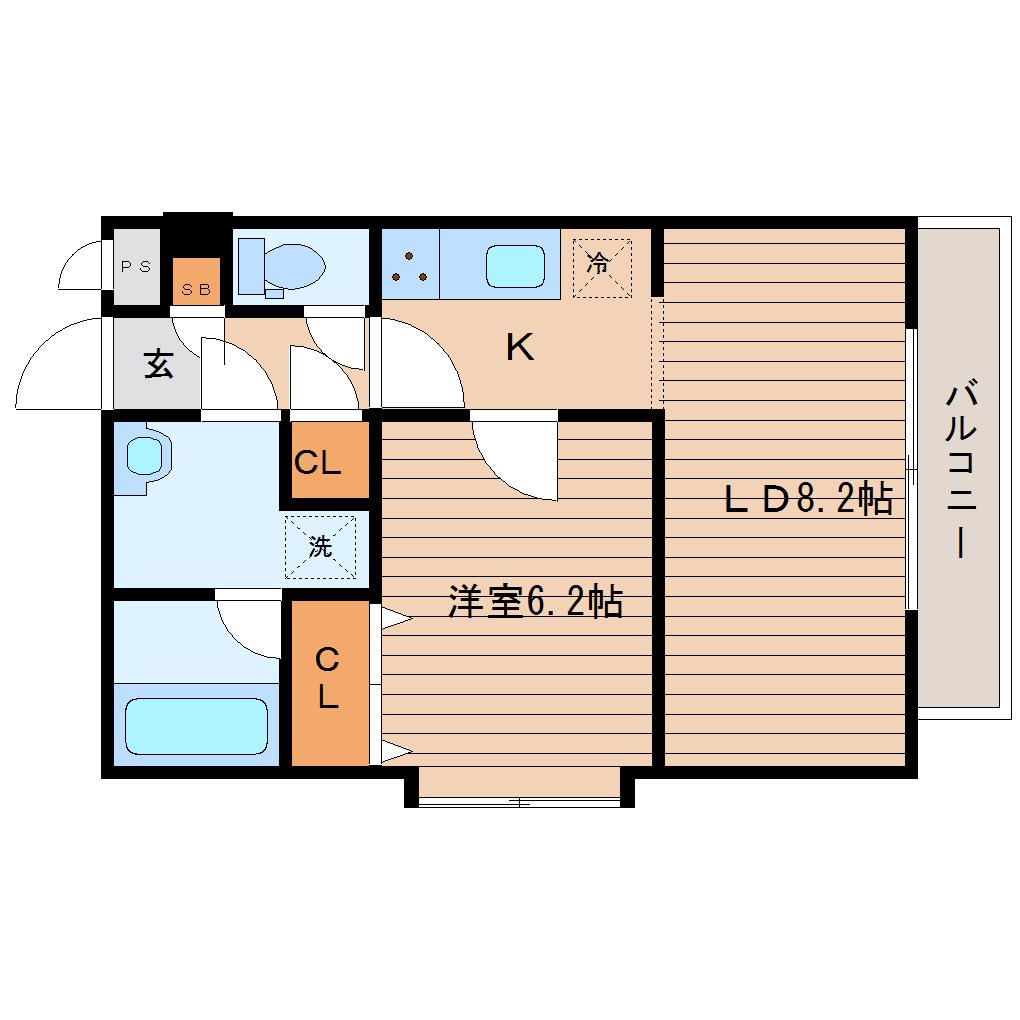 ソレアード小松島II(1LDK/1階)の間取り写真