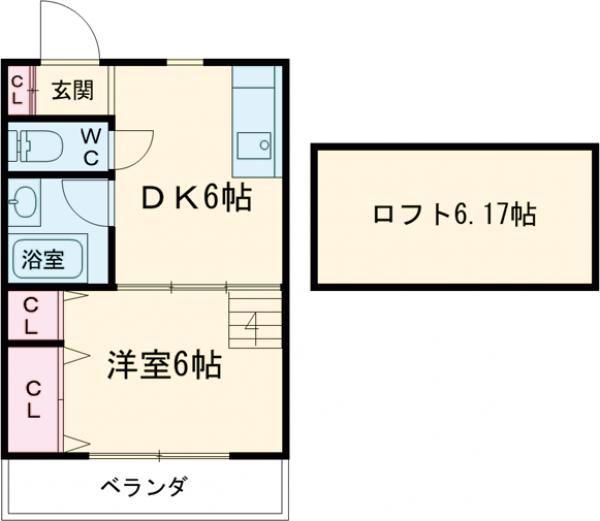 アクセスコートVII(1DK/2階)の間取り写真
