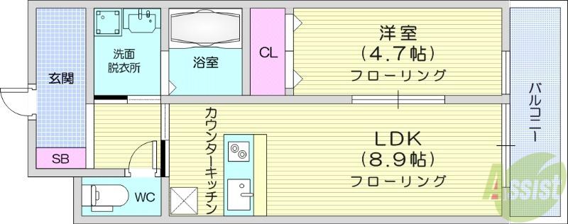 SANTA BASE(1LDK/2階)の間取り写真