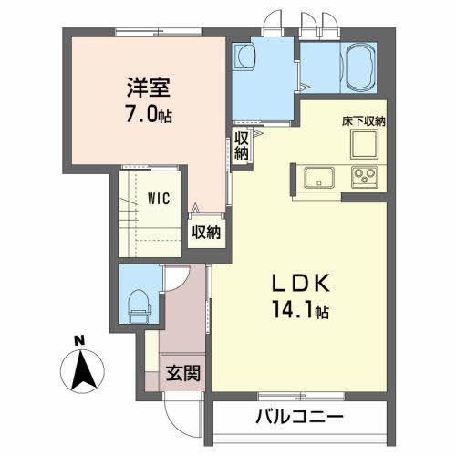 シャーメゾン津志田(1LDK/1階)の間取り写真