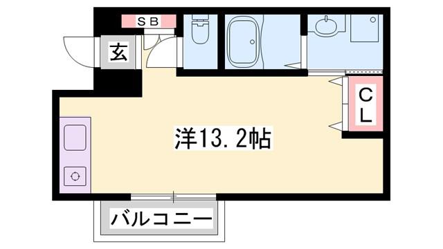ラ・ベリーザ南今宿(ワンルーム/4階)の間取り写真