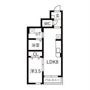 WISPERIA穂波(1LDK/1階)の間取り写真