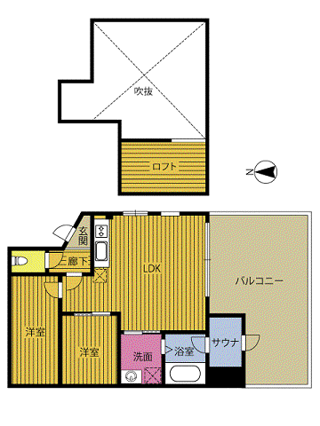 プロスペリタ南大分(2LDK/2階)の間取り写真
