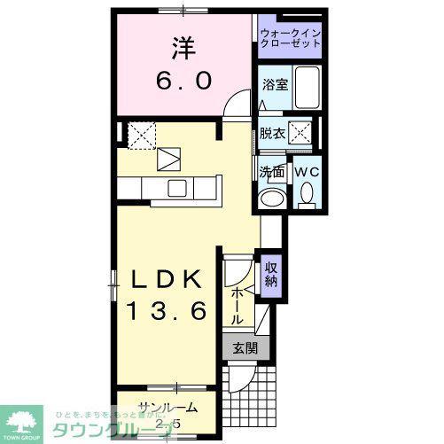 ラリュールA(1LDK/1階)の間取り写真