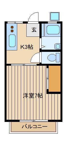 小桜ハイツⅠ(1K/2階)の間取り写真
