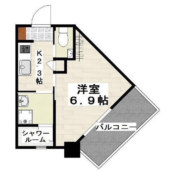 サンクスヒルズ安謝(1K/5階)の間取り写真