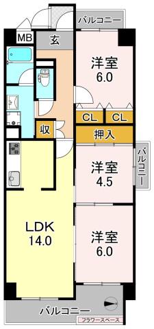 ロードハイムYK(3LDK/3階)の間取り写真