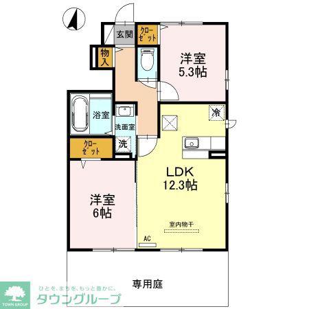 ファヴォーレIIIIIIIII(2LDK/1階)の間取り写真
