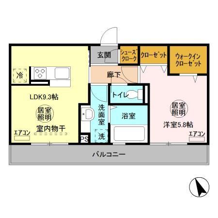 ハピネス D(1LDK/3階)の間取り写真