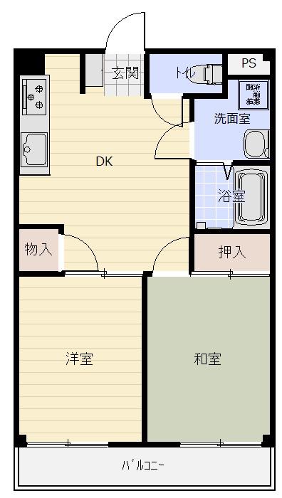 ドラゴンズマンション(2DK/2階)の間取り写真