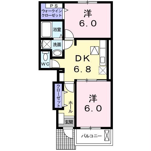 フリーデ(2DK/1階)の間取り写真