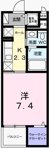 ブリーズコート城北(1K/4階)の間取り写真