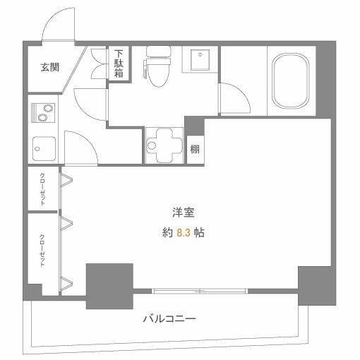 アクサス白金台(1K/6階)の間取り写真