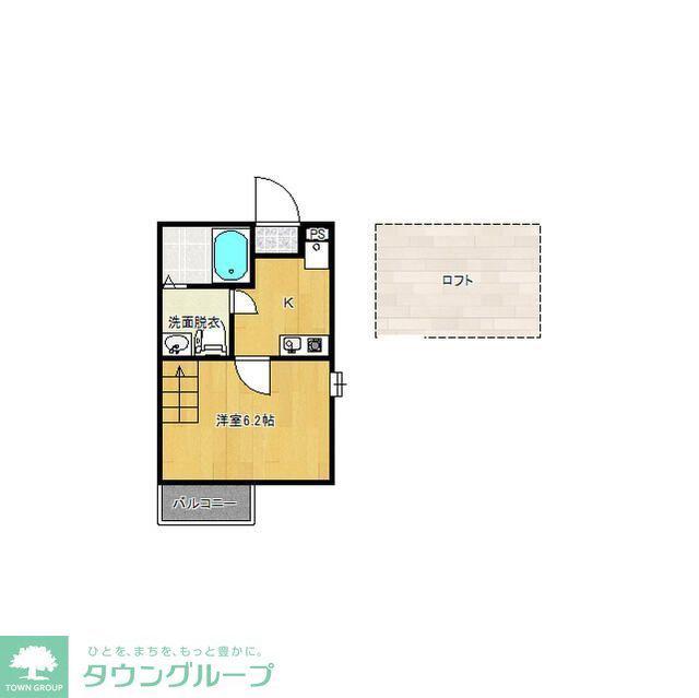 LUCE東船橋(1K/1階)の間取り写真