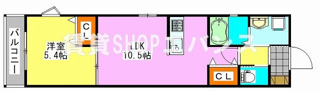プライム イン エクシブ(1LDK/1階)の間取り写真
