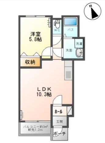 アーバン21II(1LDK/1階)の間取り写真