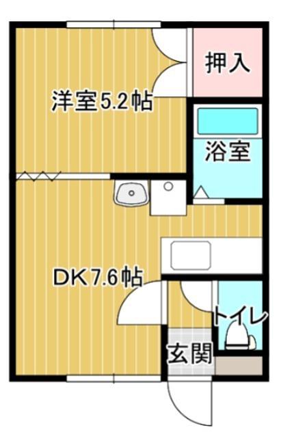 ハイツせせらぎ(1DK/1階)の間取り写真