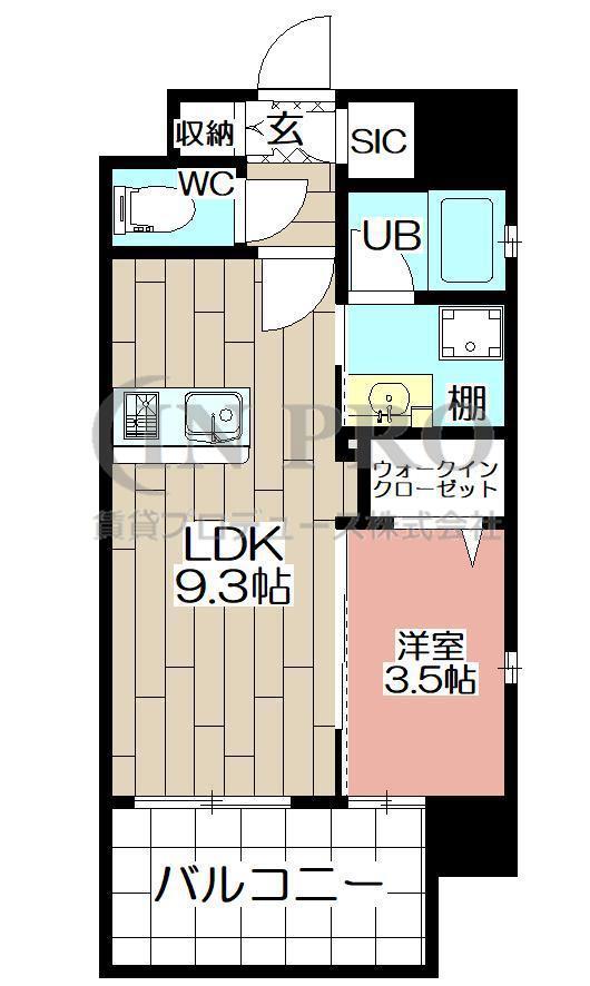 THE SQUARE URBAN RESIDENCE(1LDK/4階)の間取り写真