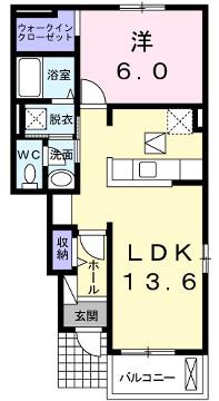 イルパラッツォアミダI(1LDK/1階)の間取り写真