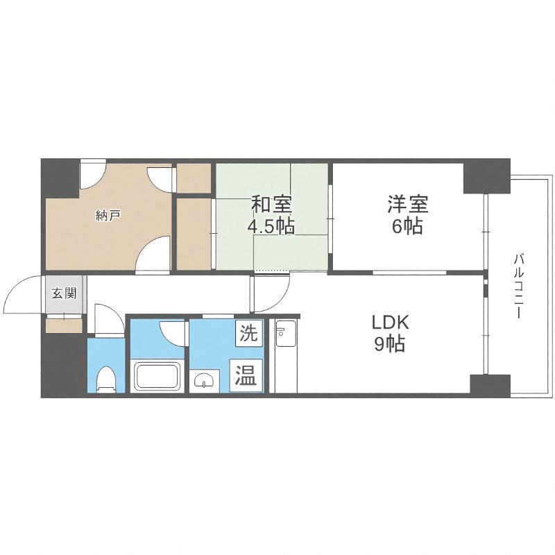 朝日プラザ一条橋(2LDK/3階)の間取り写真