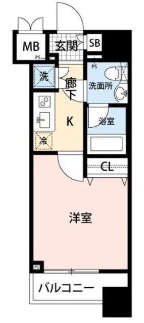 グラントゥルース練馬I(1K/13階)の間取り写真