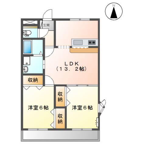 ラピュタ(2LDK/2階)の間取り写真