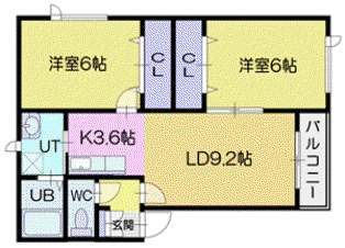 ビオラKS(2LDK/1階)の間取り写真