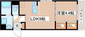 BLESSED LIFE花京院(1LDK/1階)の間取り写真