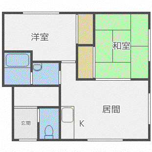 イー・エフ若葉通(2LDK/2階)の間取り写真