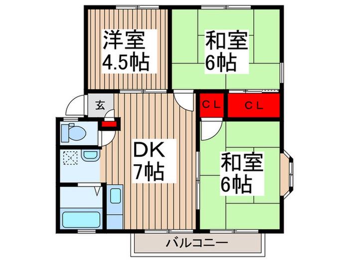 KハイツB(3DK/2階)の間取り写真
