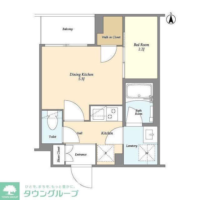スタイリオ東品川(1DK/1階)の間取り写真