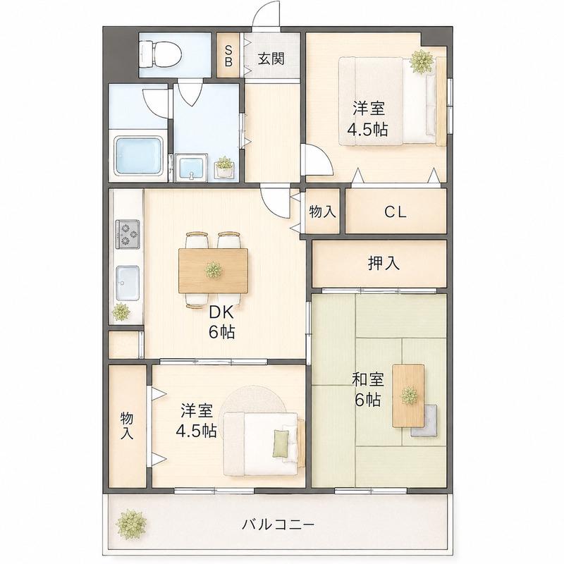 グレイス辻本(3DK/7階)の間取り写真
