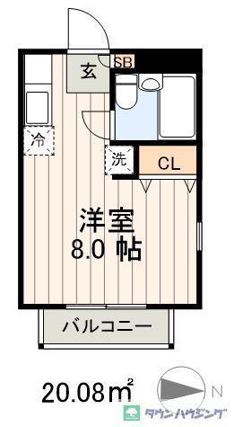 ウエストヒルズ(ワンルーム/2階)の間取り写真