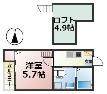 REFINED TASTE西日置 (1SK/1階)の間取り写真