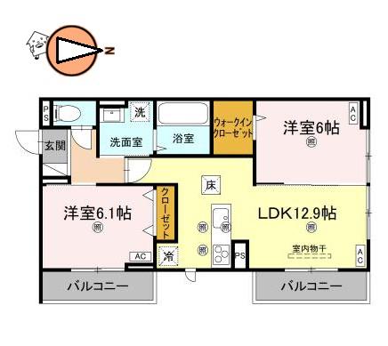 エムフルージュ(2LDK/1階)の間取り写真
