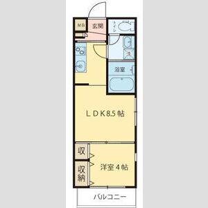 シャトーウィング連坊(1LDK/3階)の間取り写真