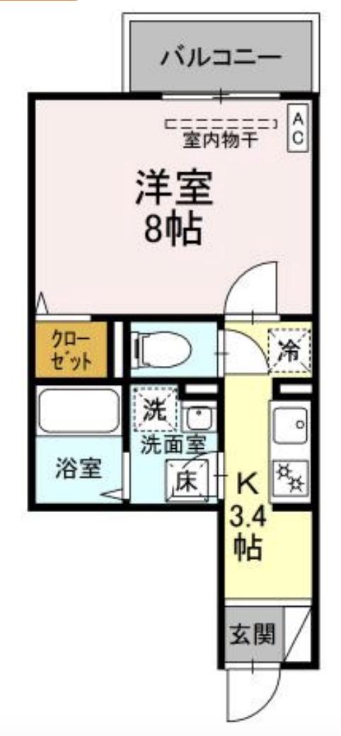 T&P TAKENOTSUKA(1K/1階)の間取り写真