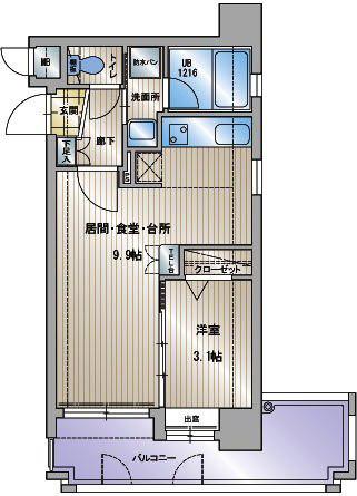 アクタス天神セントラルタワー(1LDK/12階)の間取り写真